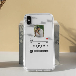 Cover Trasparente per Iphone Personalizzata con foto e brano Spotify scansionabile