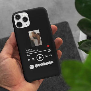 Black Cover for iPhone Personalized with photo and scannable Spotify song