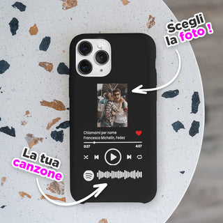 Black Cover for iPhone Personalized with photo and scannable Spotify song