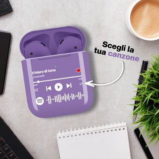 Lilac wireless earphones customizable with Spotify song