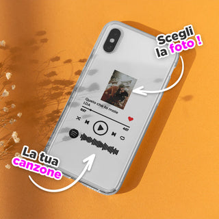 Cover Trasparente per Iphone Personalizzata con foto e brano Spotify scansionabile