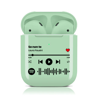 Pastel Green wireless earphones customizable with Spotify song