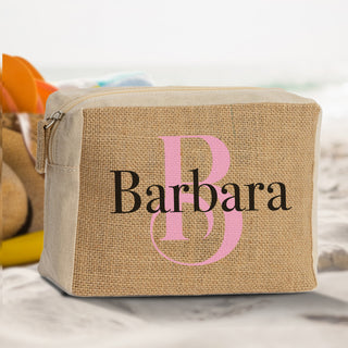 Pochette mare in juta naturale personalizzata con iniziali e nome