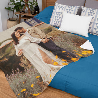 Fleece blanket plaid customizable with photo and name/phrase 140 x 200 cm