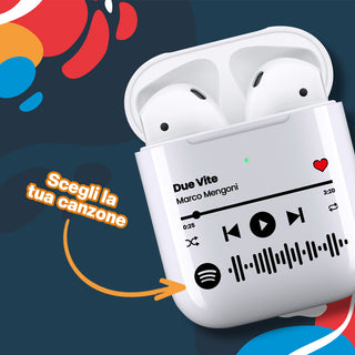 White wireless earphones customizable with Spotify song