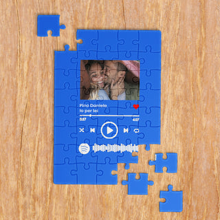 Blue Vertical Puzzle Customizable with photo or phrase and Spotify code A3 format 360 small pieces