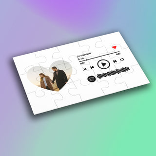 White Horizontal Puzzle Customizable with photo or phrase and Spotify code A3 format 360 small pieces