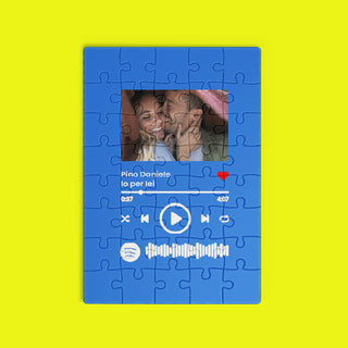 Blue Vertical Puzzle Customizable with photo or phrase and Spotify code A3 format 360 small pieces