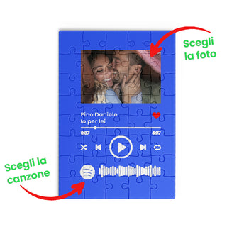 Blue Vertical Puzzle Customizable with photo or phrase and Spotify code A3 format 360 small pieces