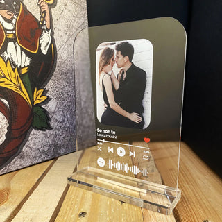 Rounded Rectangular Plexi Plaque Personalized with photo and scannable Spotify song