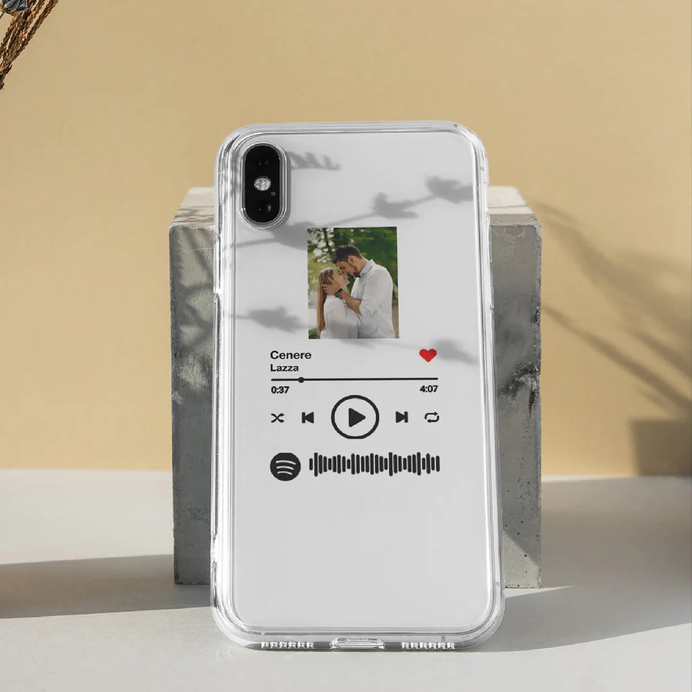 Cover Trasparente per Iphone Personalizzata con foto e brano Spotify s