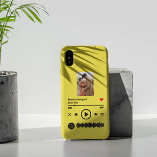 Cover Gialla per Iphone Personalizzata con foto e brano Spotify scansionabile