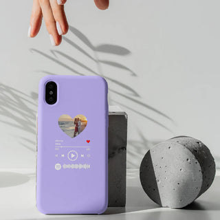 Cover Lilla per Iphone Personalizzata con foto e brano Spotify scansionabile