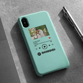 Cover Celeste Protettiva per Iphone personalizzabile con codice spotify e foto