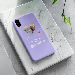 Cover Lilla per Iphone Personalizzata con foto e brano Spotify scansionabile