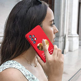 Red Cover for Samsung Personalized with photo and scannable Spotify song 