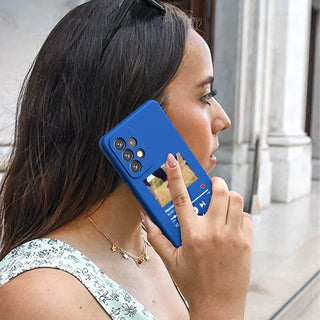 Blue cover for Samsung Personalized with photo and scannable Spotify song 