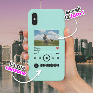 Cover Celeste Protettiva per Iphone personalizzabile con codice spotify e foto