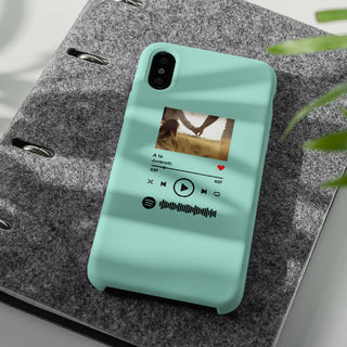 Cover Celeste Protettiva per Iphone personalizzabile con codice spotify e foto