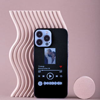 Black Cover for iPhone Personalized with photo and scannable Spotify song 