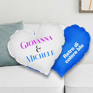 100% polyester heart-shaped cushion with personalized photo and/or text with back in various colours