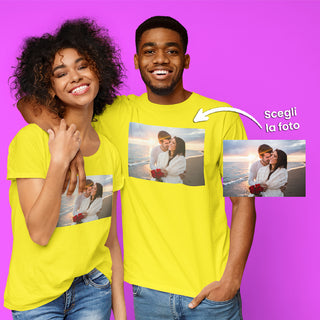 Yellow T-shirt customizable with photo/phrase/initials