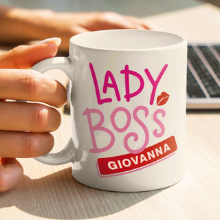 Customizable Ceramic Mug "Lady Boss" with name