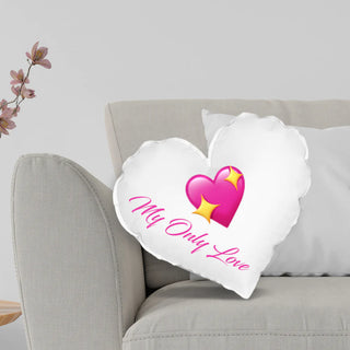 100% polyester heart-shaped cushion with personalized photo and/or text with back in various colours