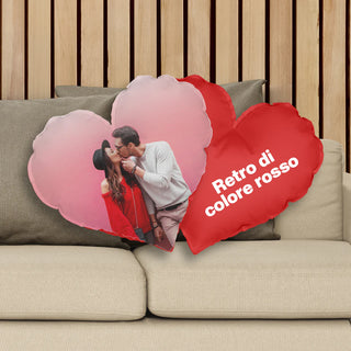 100% polyester heart-shaped cushion with personalized photo and/or text with back in various colours