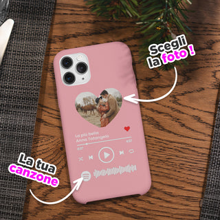 Cover Rosa per Iphone Personalizzata con foto e brano Spotify scansionabile