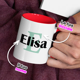 Red Ceramic Mug with Personalized Name and Initials