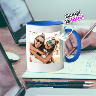 Tazza in Ceramica Blu con Foto Personalizzata