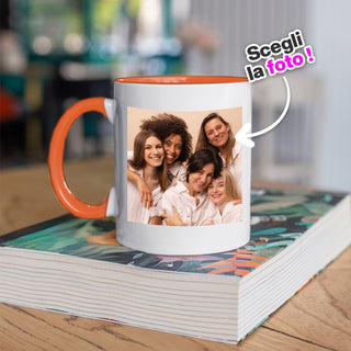 Tazza in Ceramica Arancione con Foto Personalizzata