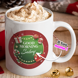 White Christmas mug customizable with name