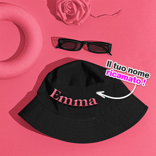 Black Miramare hat personalized with your name embroidered.