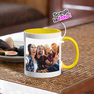 Tazza in Ceramica Gialla con Foto Personalizzata