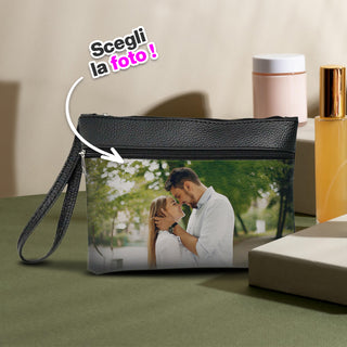 Clutch in eco synthetic leather customizable with photo