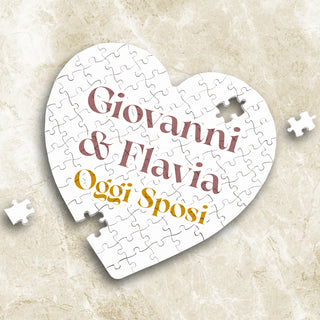 Puzzle Personalizzabile a cuore con dedica o nomi  Stampa Sublimatica.