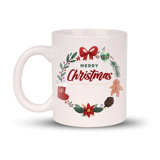 White Christmas mug customizable with name