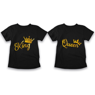 2 T-shirt di coppia Nera personalizzabile King & Queen