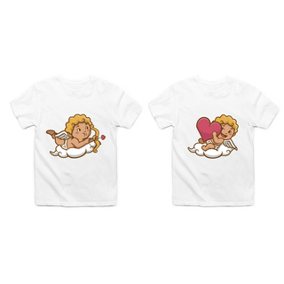 2 Customizable White Cupid couple t-shirts