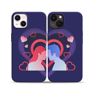 Cover di coppia iPhone Protettiva personalizzata Kiss con nome