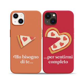 Cover di coppia iPhone Protettiva personalizzata Pizza con nome