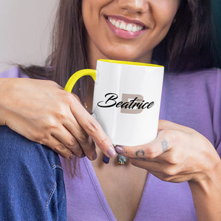 Yellow Ceramic Mug with Personalized Name and Initials