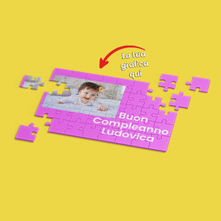 Puzzle Rosa Personalizzabile orizzontale con foto e dedica A3 Stampa Sublimatica