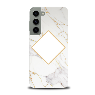 White Marble Design Protective Cover for Samsung personalized with name and initials