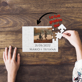 Puzzle Bianco Personalizzabile orizzontale con foto e nomi A3 Stampa Sublimatica