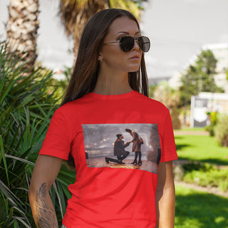 Red T-shirt customizable with photo/phrase/initials