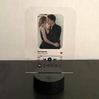 Rectangle Luminous Plaque in Plexiglass Personalized with Photo and Track of the Spotify Song Size 15X20