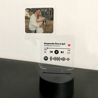 Personalized Luminous Double Chat Plaque in Plexiglass with Photo and Track of the Spotify Song Format 15X20